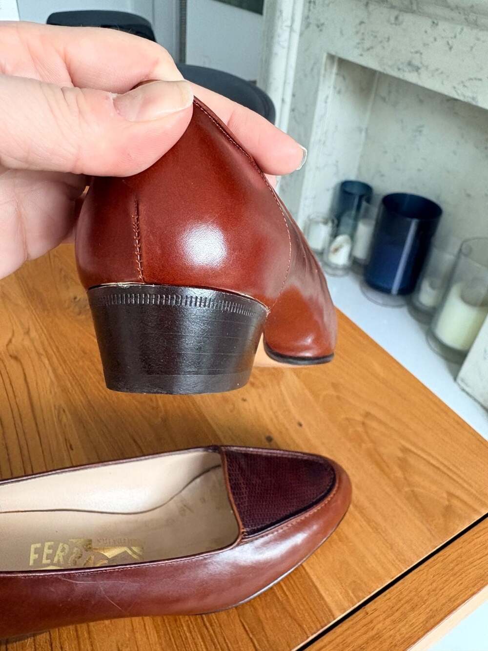 Salvatore Ferragamo Vintage Brown Leather Loafers Ladies Size 6.5 EUC - Picture 3 of 6